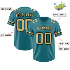 Aqua Khaki Retro Sleeve Line Authentic Football Jersey 2
