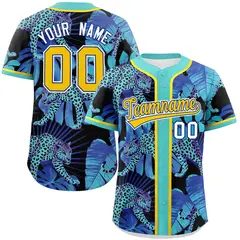 Aqua Leopard Graffiti Pattern Authentic Baseball Jersey