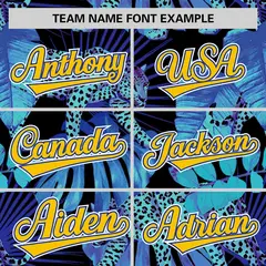 Aqua Leopard Graffiti Pattern Authentic Baseball Jersey 3