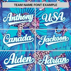 Aqua Leopard Graffiti Pattern Authentic Baseball Jersey 3