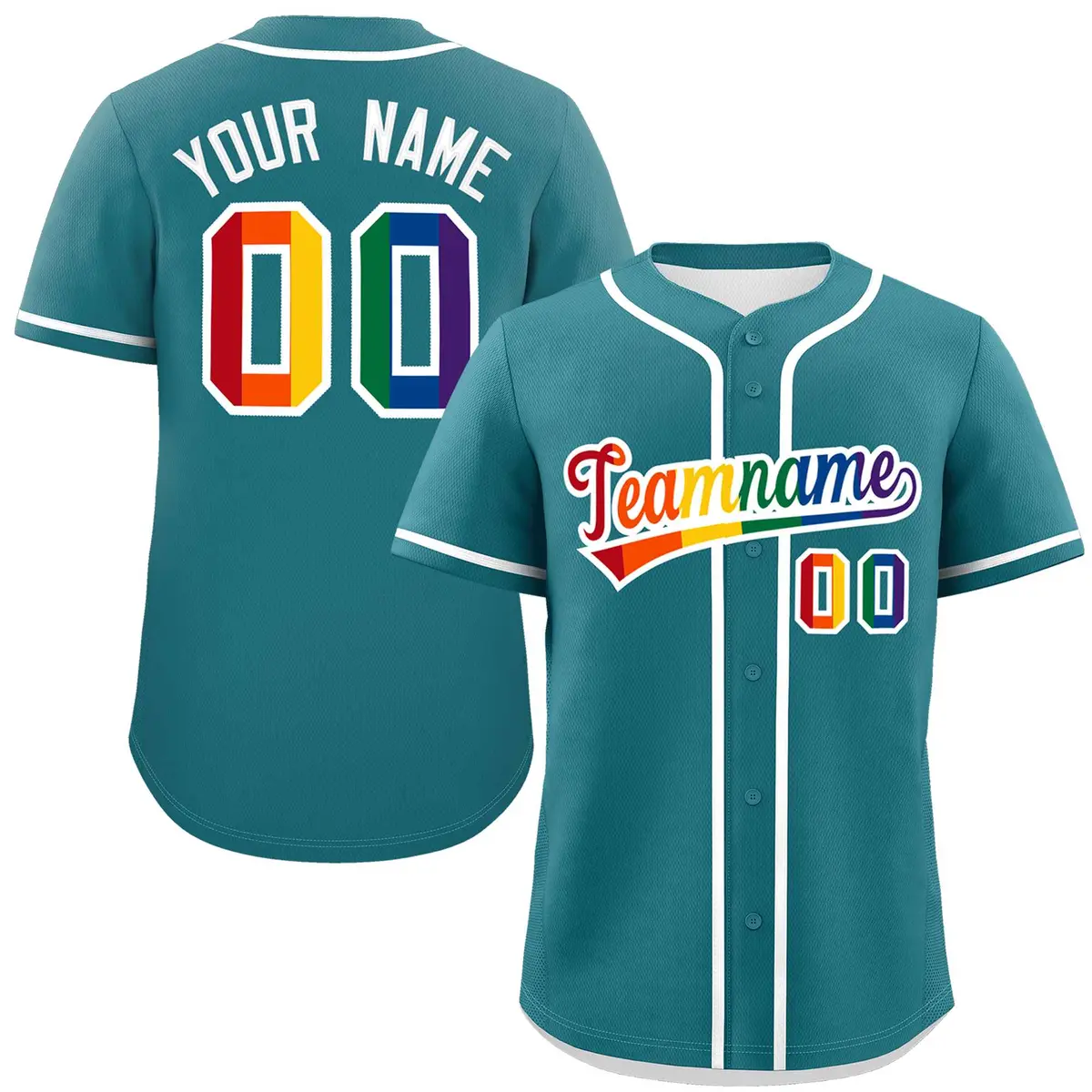 Aqua LGBT Rainbow Pride Month Baseball Jersey