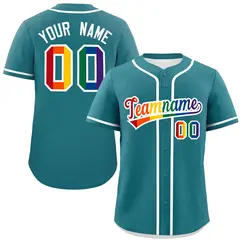Aqua LGBT Rainbow Pride Month Baseball Jersey