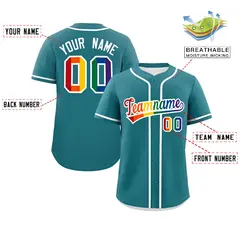 Aqua LGBT Rainbow Pride Month Baseball Jersey 2
