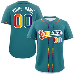Aqua LGBT Rainbow Pride Month Baseball Jersey 1