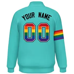 Aqua LGBT Rainbow Pride Month Letterman Baseball Jacket 4
