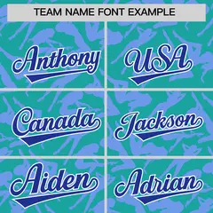 Aqua Light Blue Graffiti Pattern Authentic Baseball Jersey 3