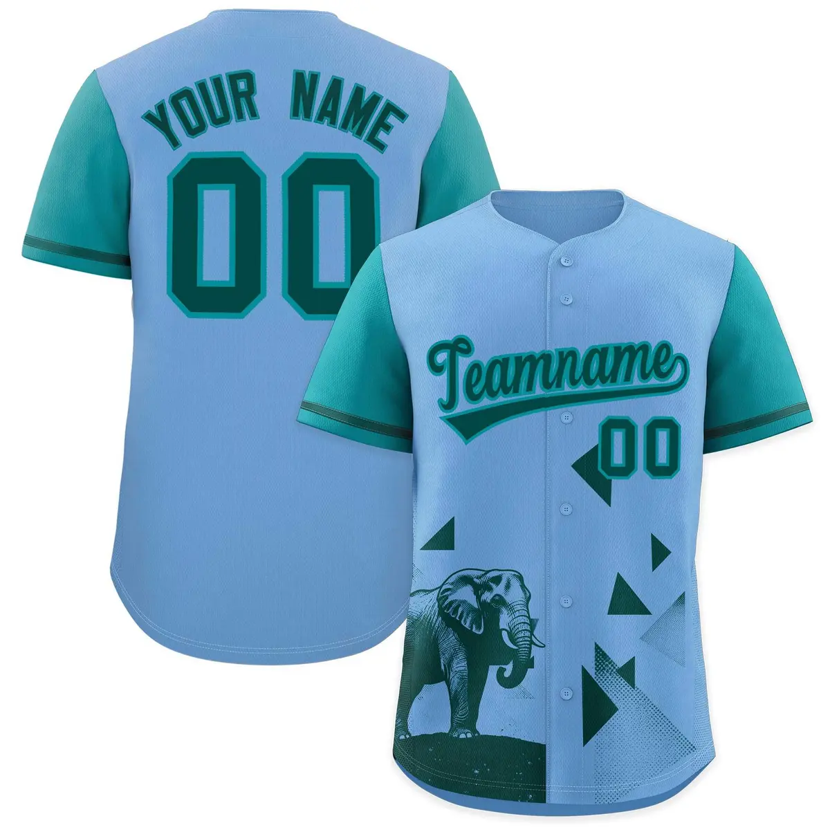 Aqua Light Blue Raptor Series Raglan Baseball Jersey