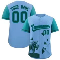Aqua Light Blue Raptor Series Raglan Baseball Jersey