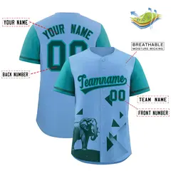 Aqua Light Blue Raptor Series Raglan Baseball Jersey 2