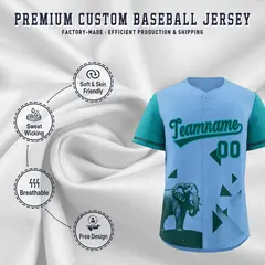 Aqua Light Blue Raptor Series Raglan Baseball Jersey 3
