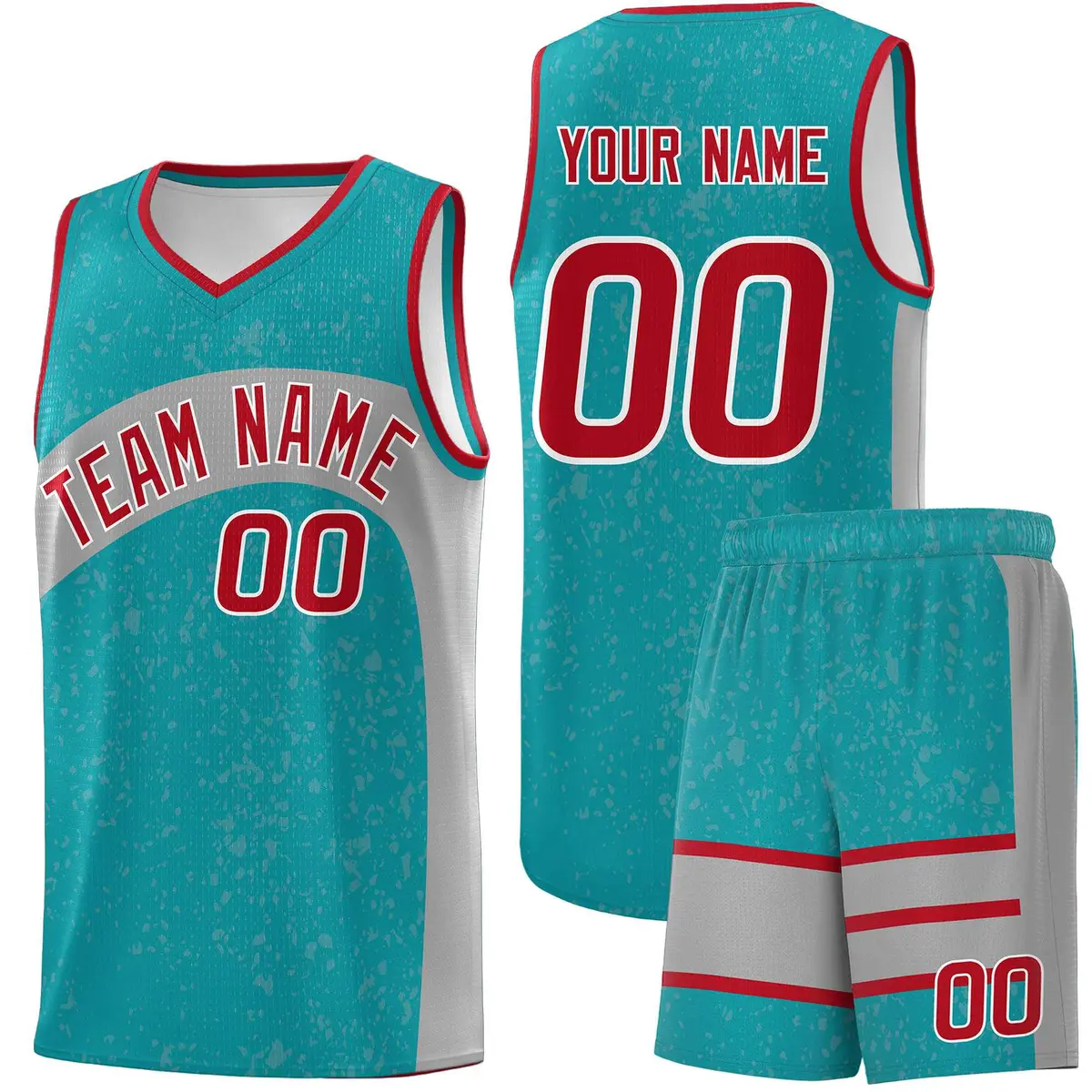 Aqua Light Gray Dot Graffiti Irregular Pattern Basketball Jersey