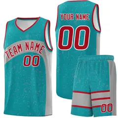 Aqua Light Gray Dot Graffiti Irregular Pattern Basketball Jersey
