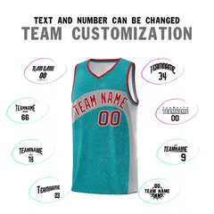 Aqua Light Gray Dot Graffiti Irregular Pattern Basketball Jersey 4