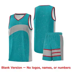 Aqua Light Gray Dot Graffiti Irregular Pattern Basketball Jersey 7