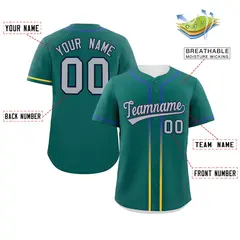 Aqua Light Gray Gradient Ribbed Authentic Baseball Jersey 2