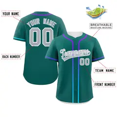 Aqua Light Gray Gradient Ribbed Authentic Baseball Jersey 2