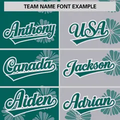 Aqua Light Gray Split Flower Graffiti Baseball Jersey 3