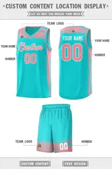 Aqua Light Pink Graffiti Pattern Basketball Jersey 2