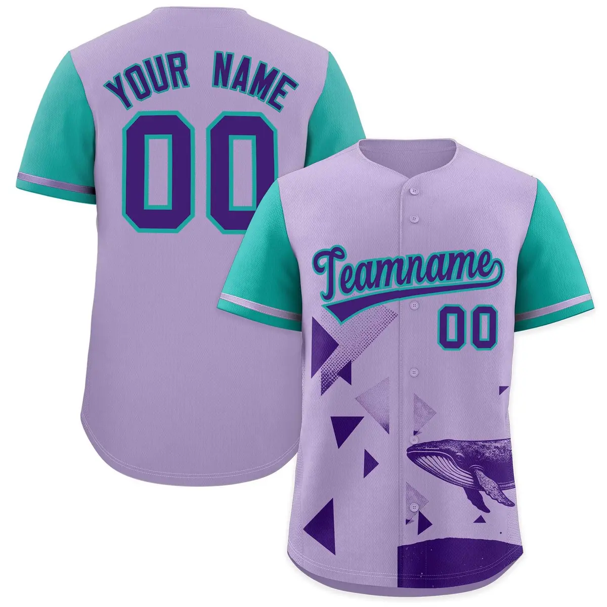 Aqua Light Purple Raptor Series Raglan Baseball Jersey