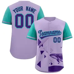 Aqua Light Purple Raptor Series Raglan Baseball Jersey