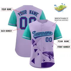 Aqua Light Purple Raptor Series Raglan Baseball Jersey 2