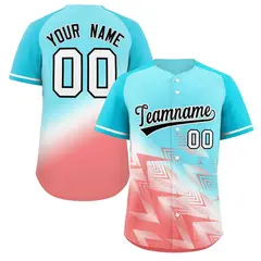 Aqua Light Red Black-White Gradient Baseball Jersey