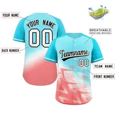 Aqua Light Red Black-White Gradient Baseball Jersey 2
