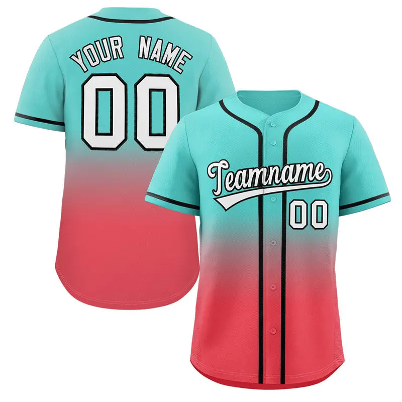 Aqua Light Red Gradient Fashion Authentic Baseball Jersey