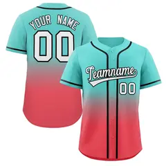 Aqua Light Red Gradient Fashion Authentic Baseball Jersey 1