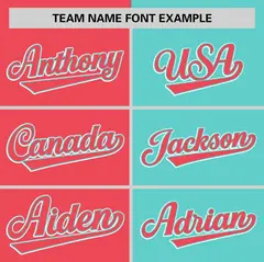 Aqua Light Red Striped Two Tone Authentic Baseball Jersey 3