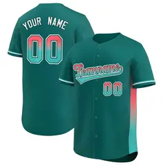 Aqua Lt Red-Aqua Gradient Side Baseball Jersey 1