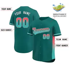 Aqua Lt Red-Aqua Gradient Side Baseball Jersey 2