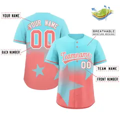 Aqua Lt Red Gradient Star Graffiti Authentic Baseball Jersey 2