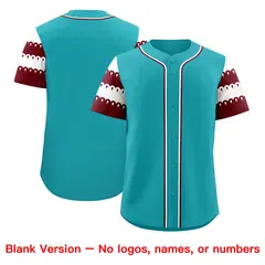Aqua Maroon White Sleeve Flag Lace Baseball Jersey 7