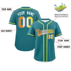 Aqua Maverique Pride Month Classic Authentic Baseball Jersey 2