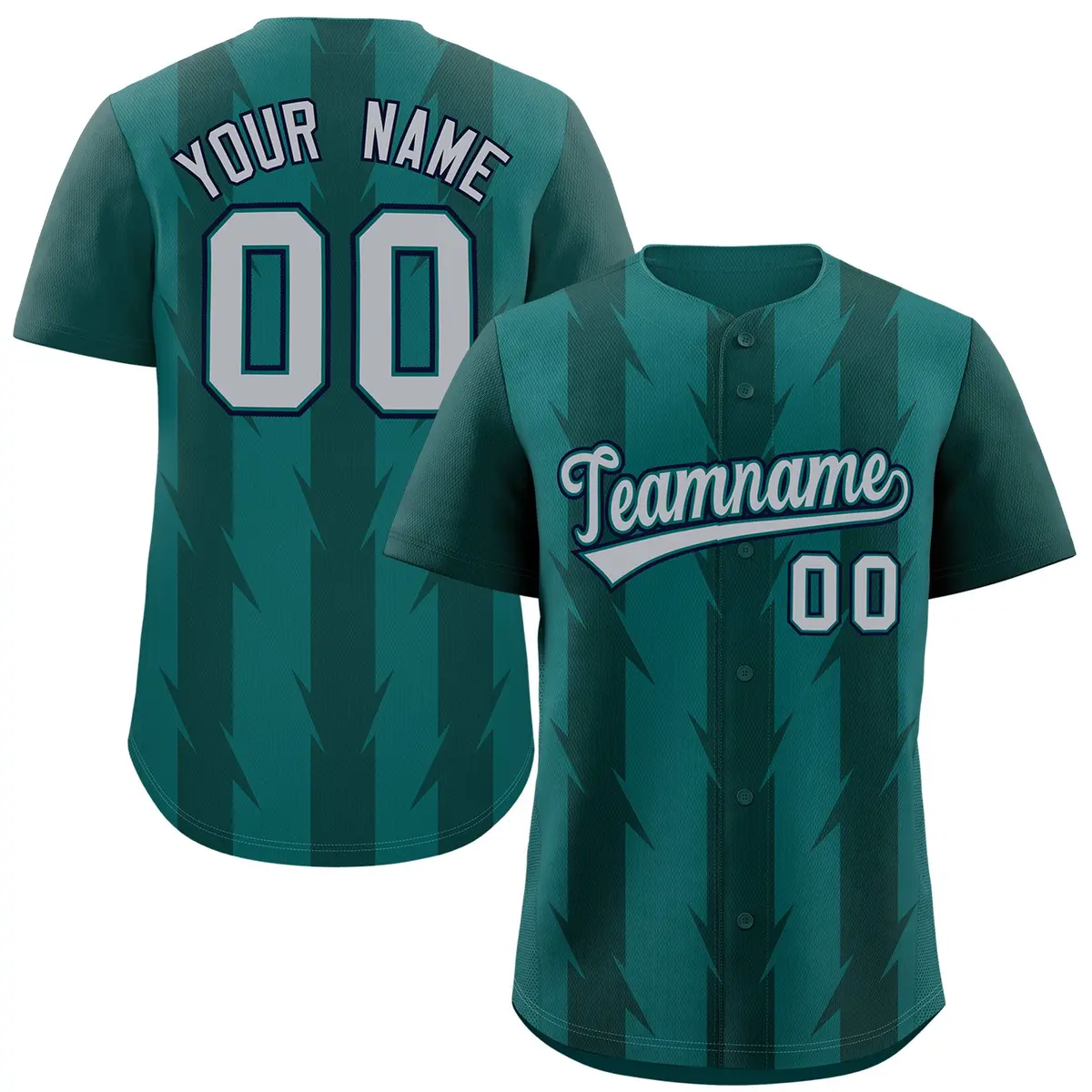 Aqua Midnight Green Blade Pattern Raglan Baseball Jersey