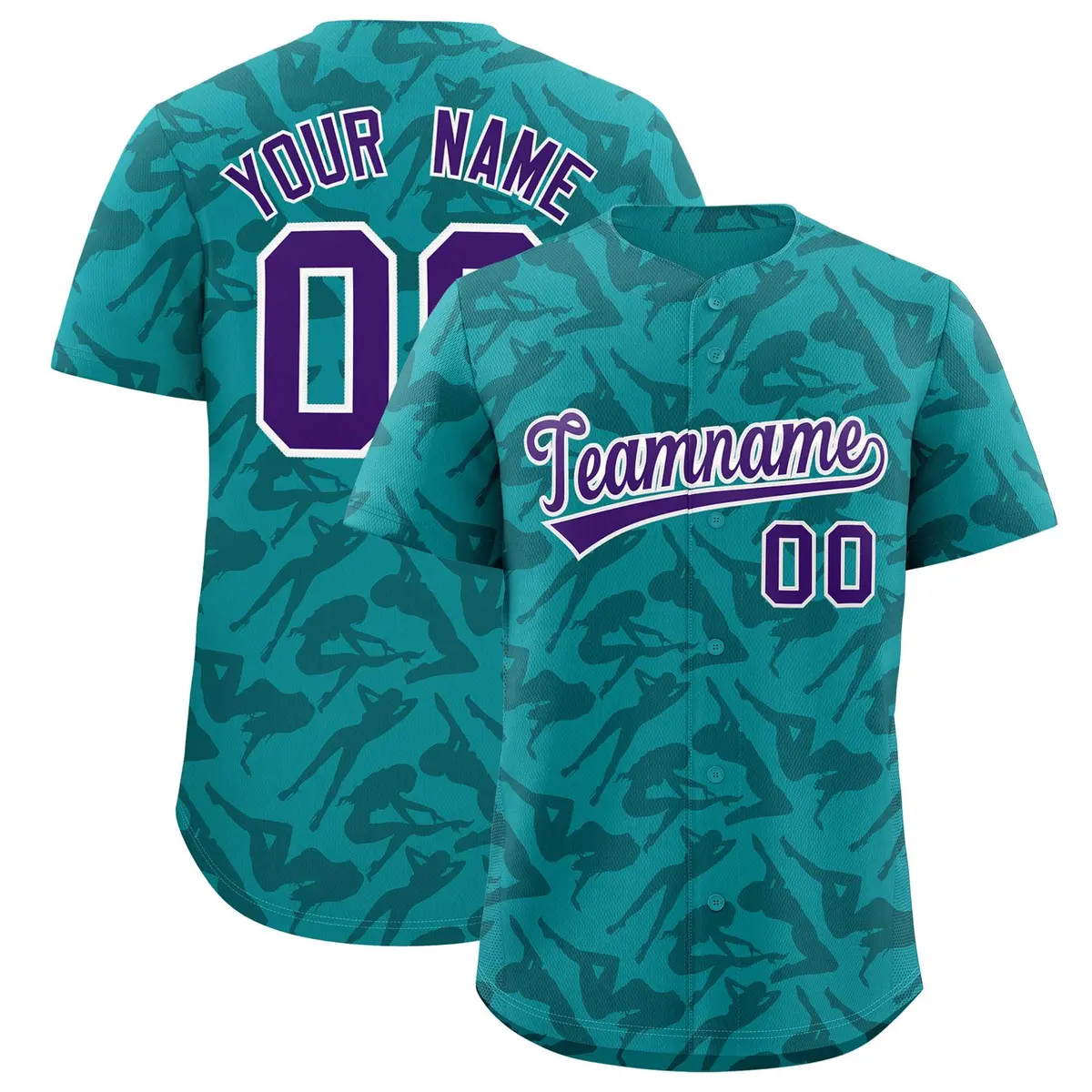 Aqua Midnight Green Graffiti Pattern Baseball Jersey