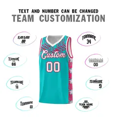 Aqua Mosaic Stars Pattern Basketball Jersey 4