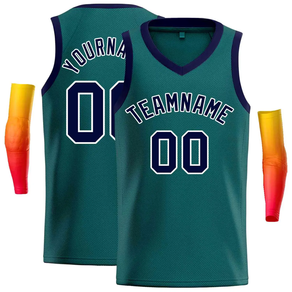 Aqua Navv-White Classic Tops Men Casual Basketball Jersey