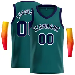 Aqua Navv-White Classic Tops Men Casual Basketball Jersey