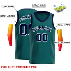 Aqua Navv-White Classic Tops Men Casual Basketball Jersey 2