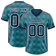 Aqua Navy All Star Graffiti Pattern Football Jersey 1