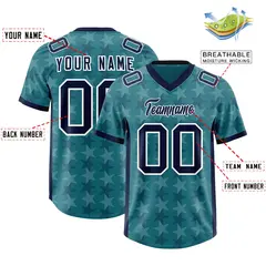 Aqua Navy All Star Graffiti Pattern Football Jersey 2