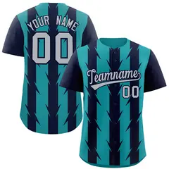 Aqua Navy Blade Pattern Raglan Baseball Jersey 1