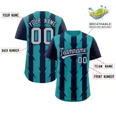 Aqua Navy Blade Pattern Raglan Baseball Jersey 2