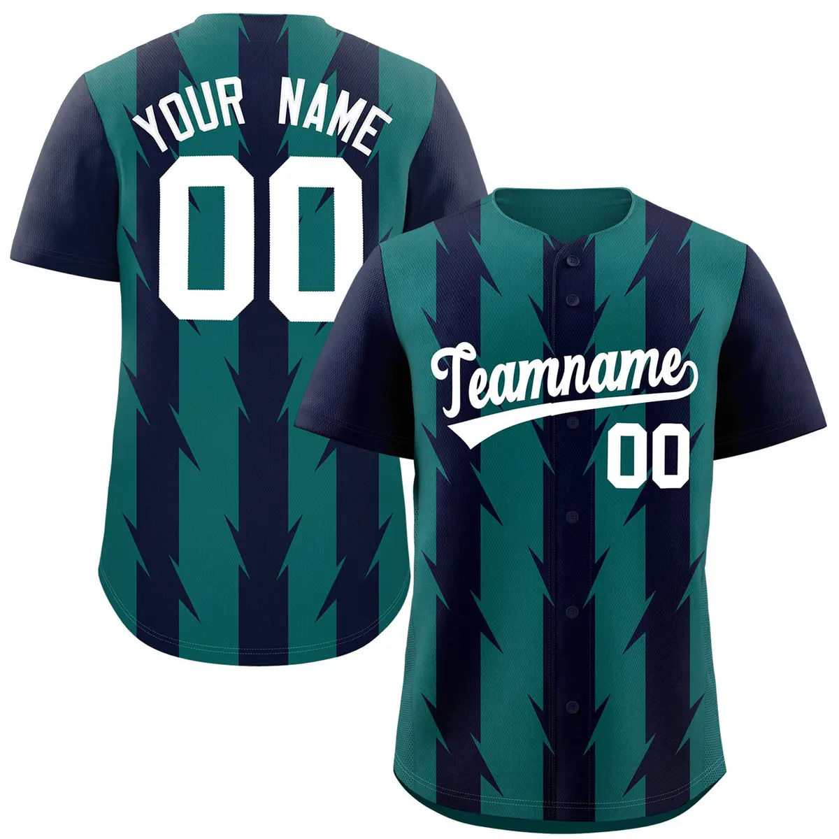 Aqua Navy Blade Pattern Raglan Baseball Jersey
