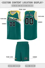 Aqua Navy Chest Color Block Basketball Uniform Jersey 2