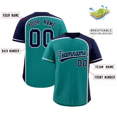 Aqua Navy Color Block Authentic Baseball Jersey 2