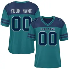 Aqua Navy Color Block Authentic Football Jersey