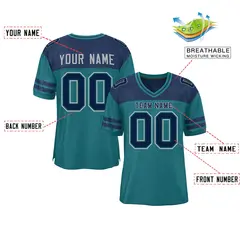 Aqua Navy Color Block Authentic Football Jersey 2